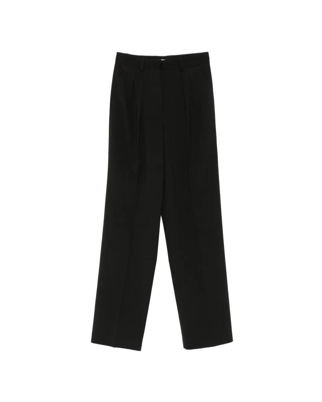 Manuel Ritz Black Pleated Straight-Leg Trousers