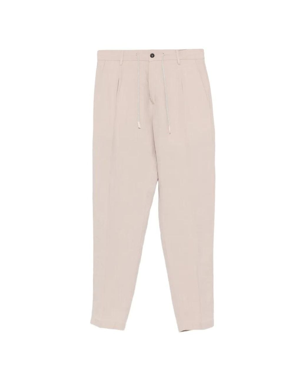 Eleventy White Drawstring Pleated Trousers for men