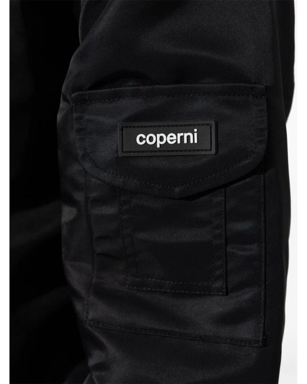 Coperni Black Gathered-Hem Bomber Jacket
