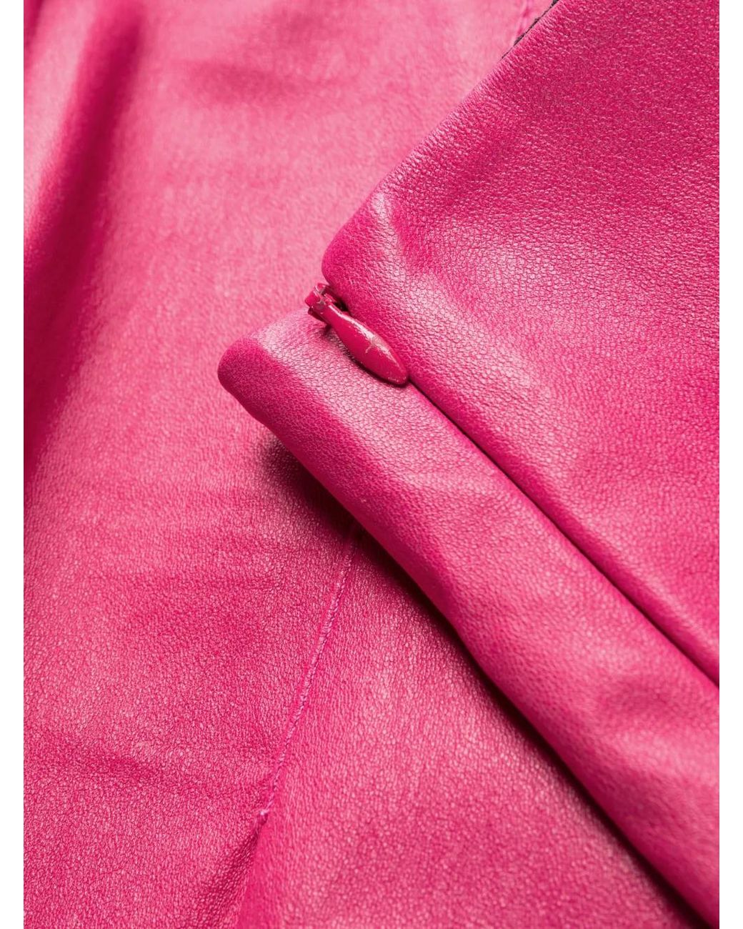 Amiri Pink High-Waisted Leather Flared Trousers