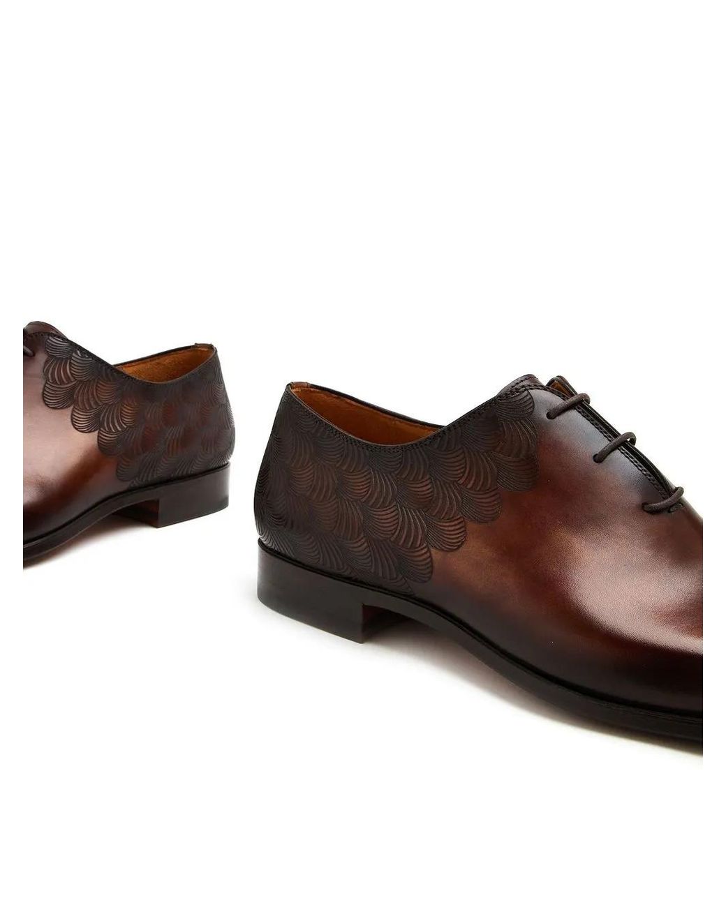 Magnanni Shoes Brown Embossed-Detail Oxford Shoes for men