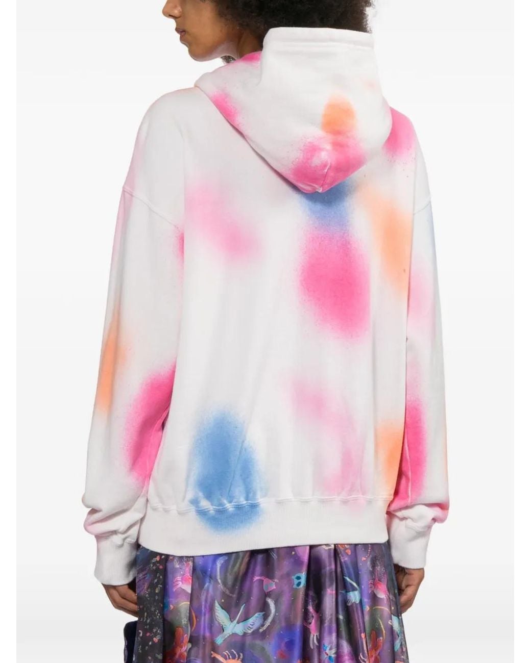 Tsumori Chisato White Spray-Paint Effect Logo-Patch Hoodie
