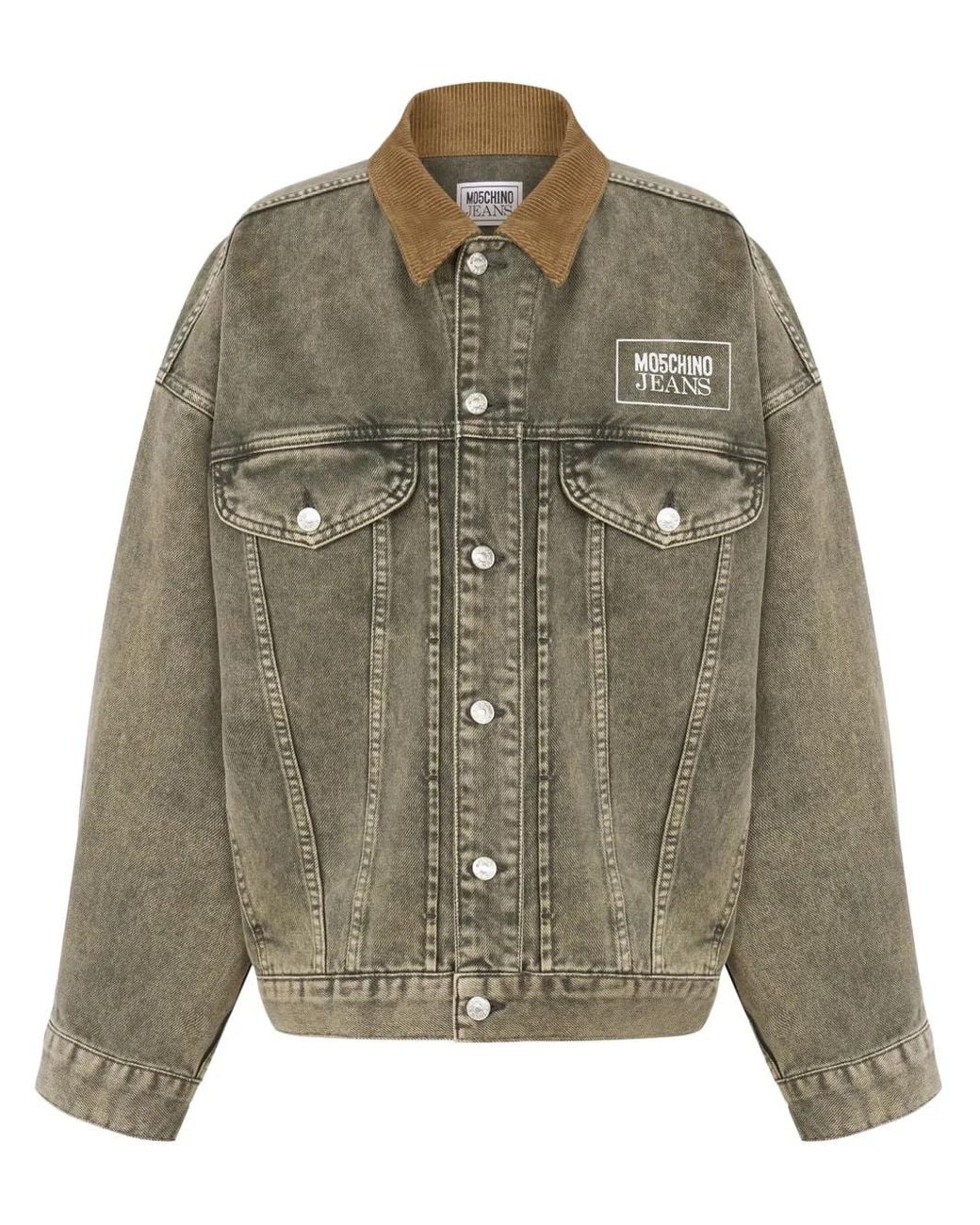 Moschino Green Logo-Print Denim Jacket