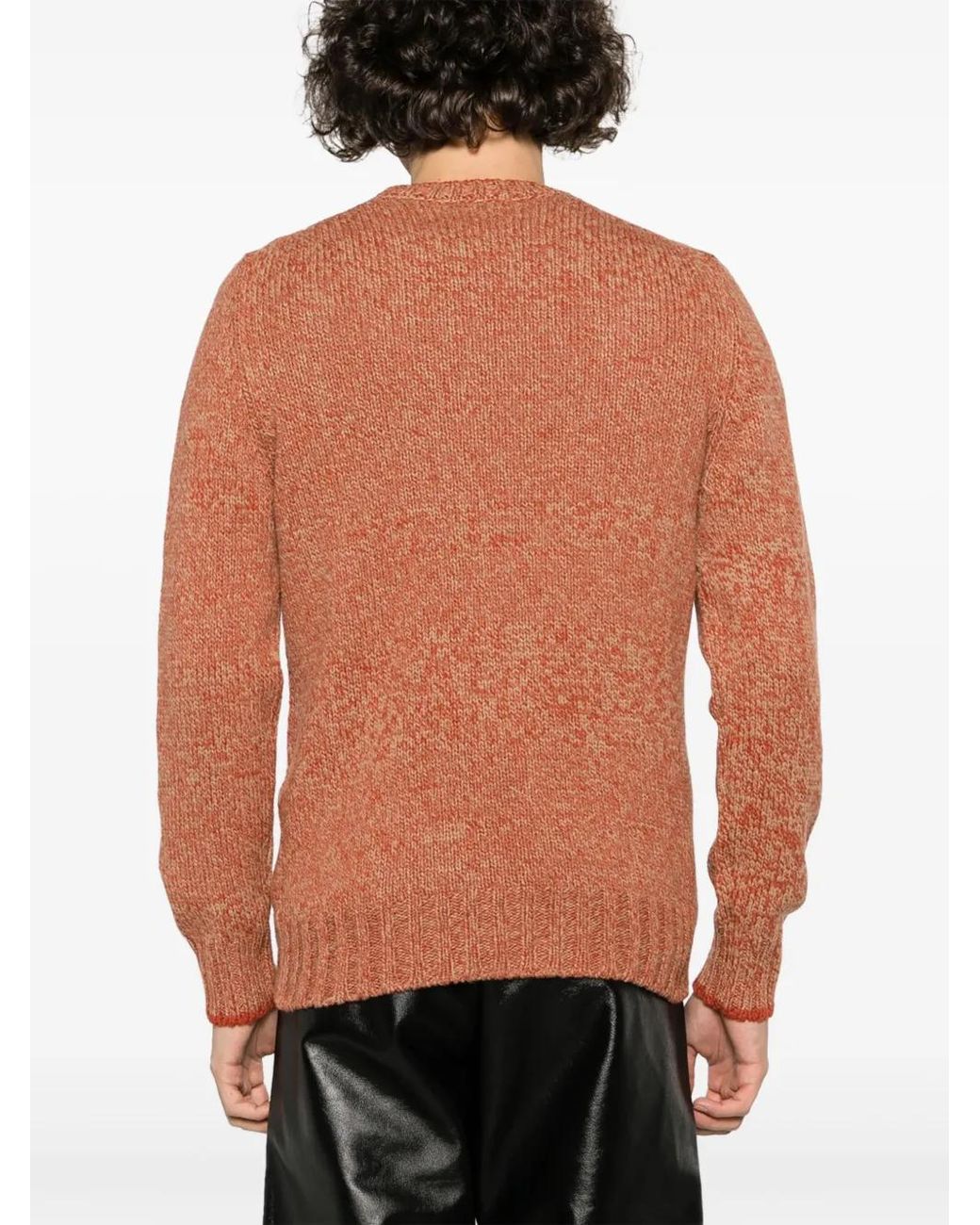 Barba Napoli Brown Speckle-Knit Virgin Wool Jumper for men