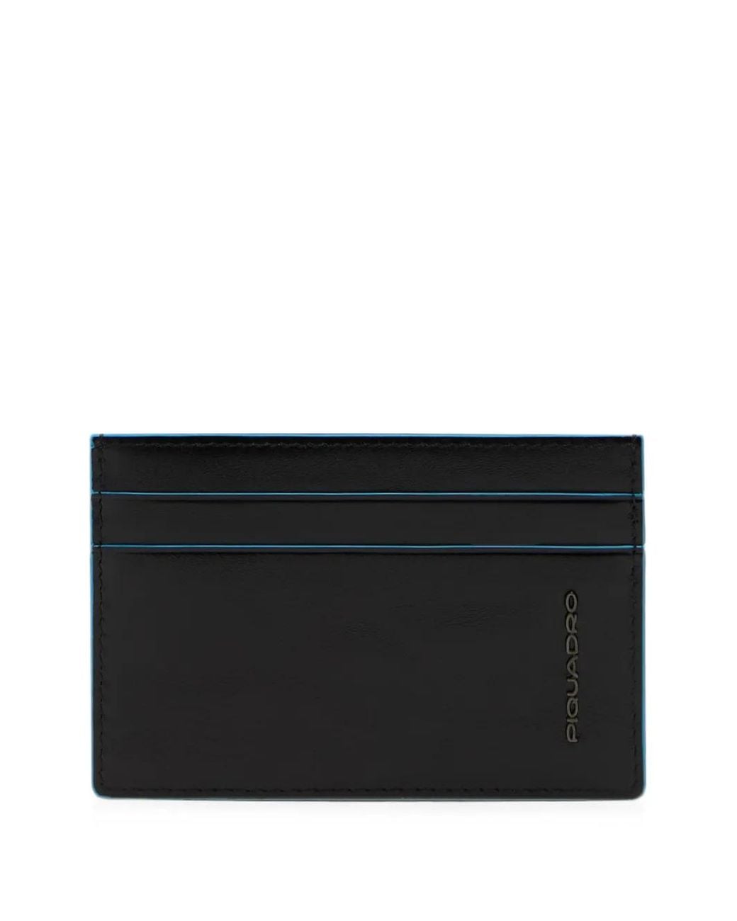 Piquadro Black Logo-Stamp Leather Card Holder