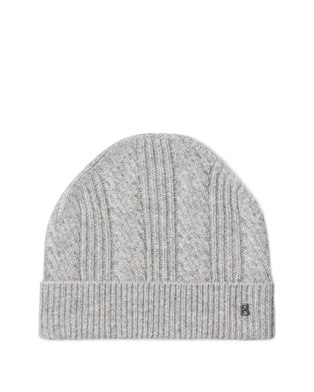 Bogner Gray Elton Cable-Knit Beanie Hat for men