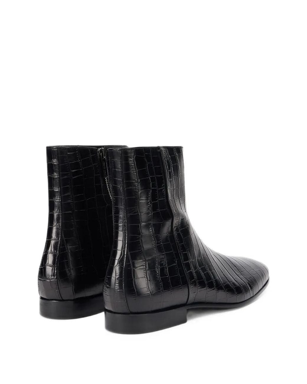 Roberto Cavalli Black Bottines En Cuir À Effet Peau De Crocodile for men