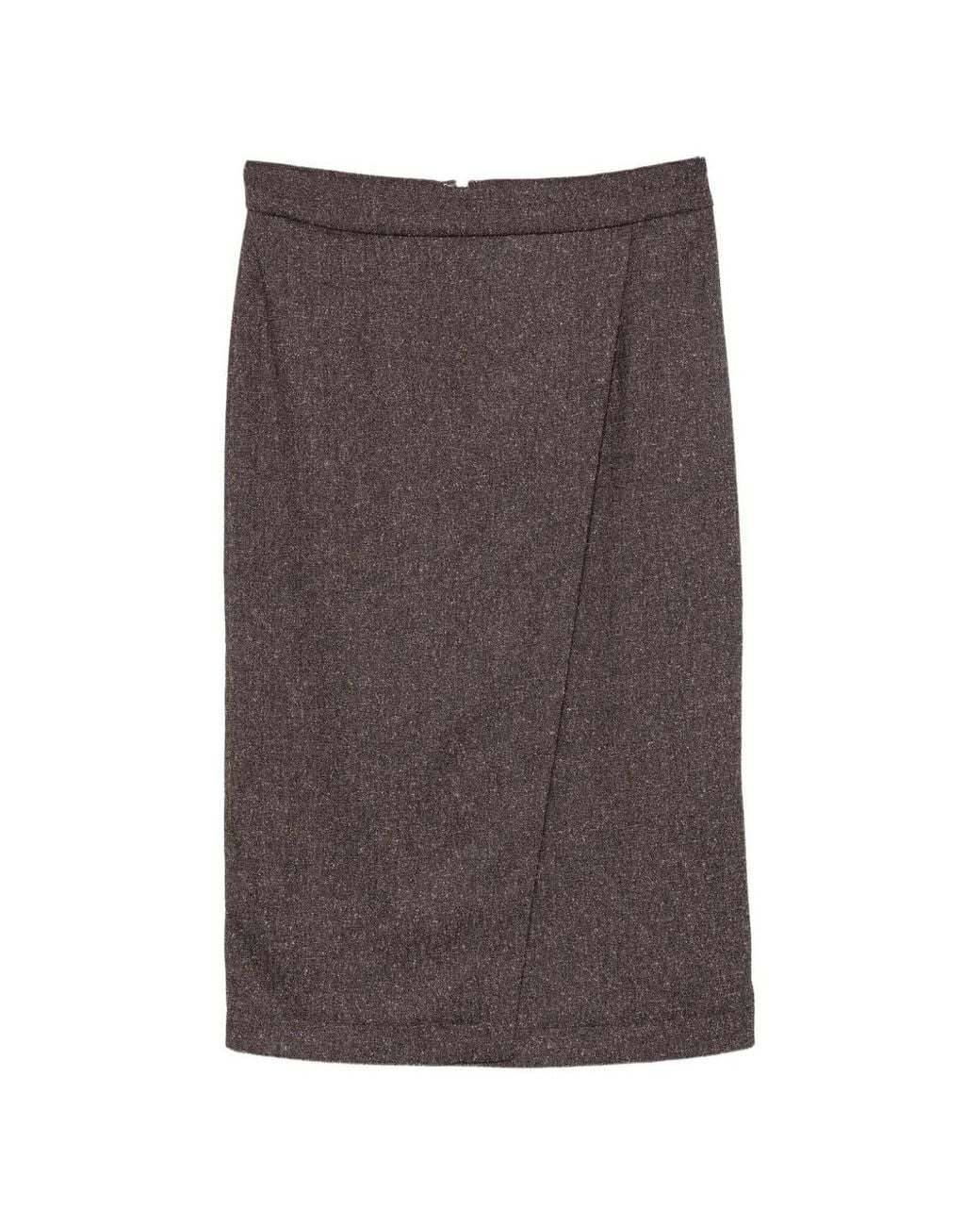 Manuel Ritz Gray Marl-Effect Midi Skirt