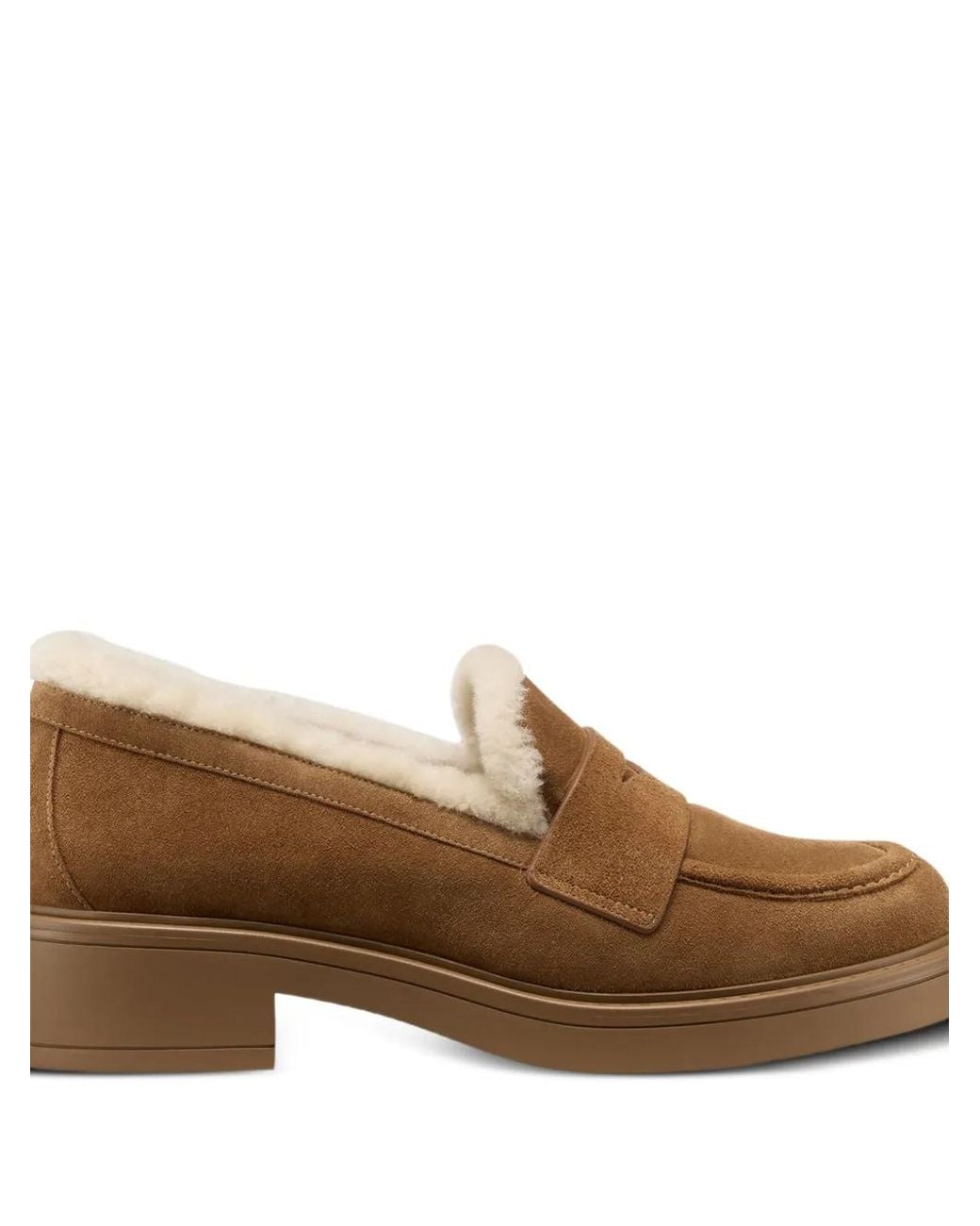 Stuart Weitzman Brown Celia Lite Penny Shearling Loafers