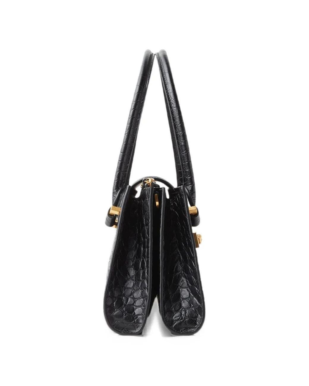 Versace Black Severine Croc-Effect Leather Shoulder Bag