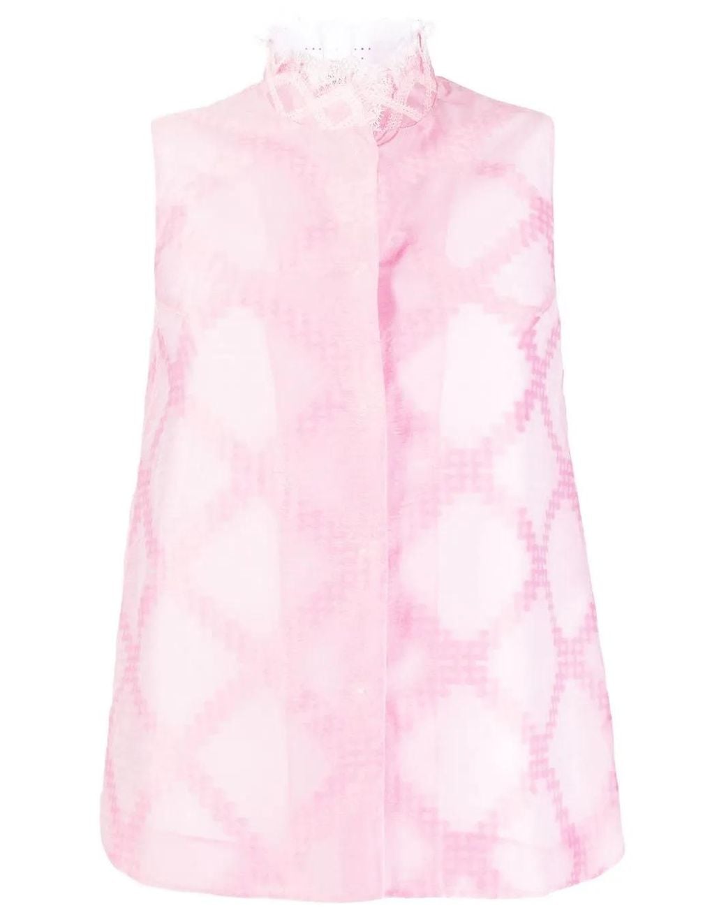 Shiatzy Chen Pink Lace-Collar Detail Vest