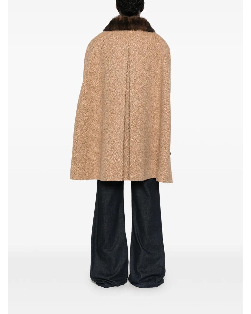 Valentino Garavani Natural Sleeveless Tweed Cape