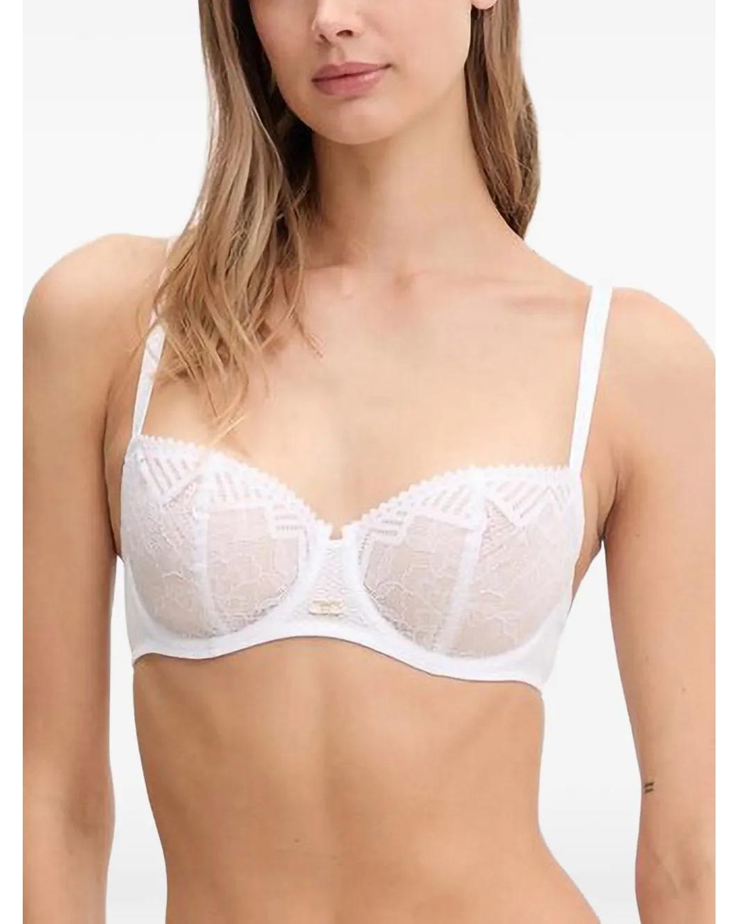 Chantelle White Lace-Trim Underwired Bra