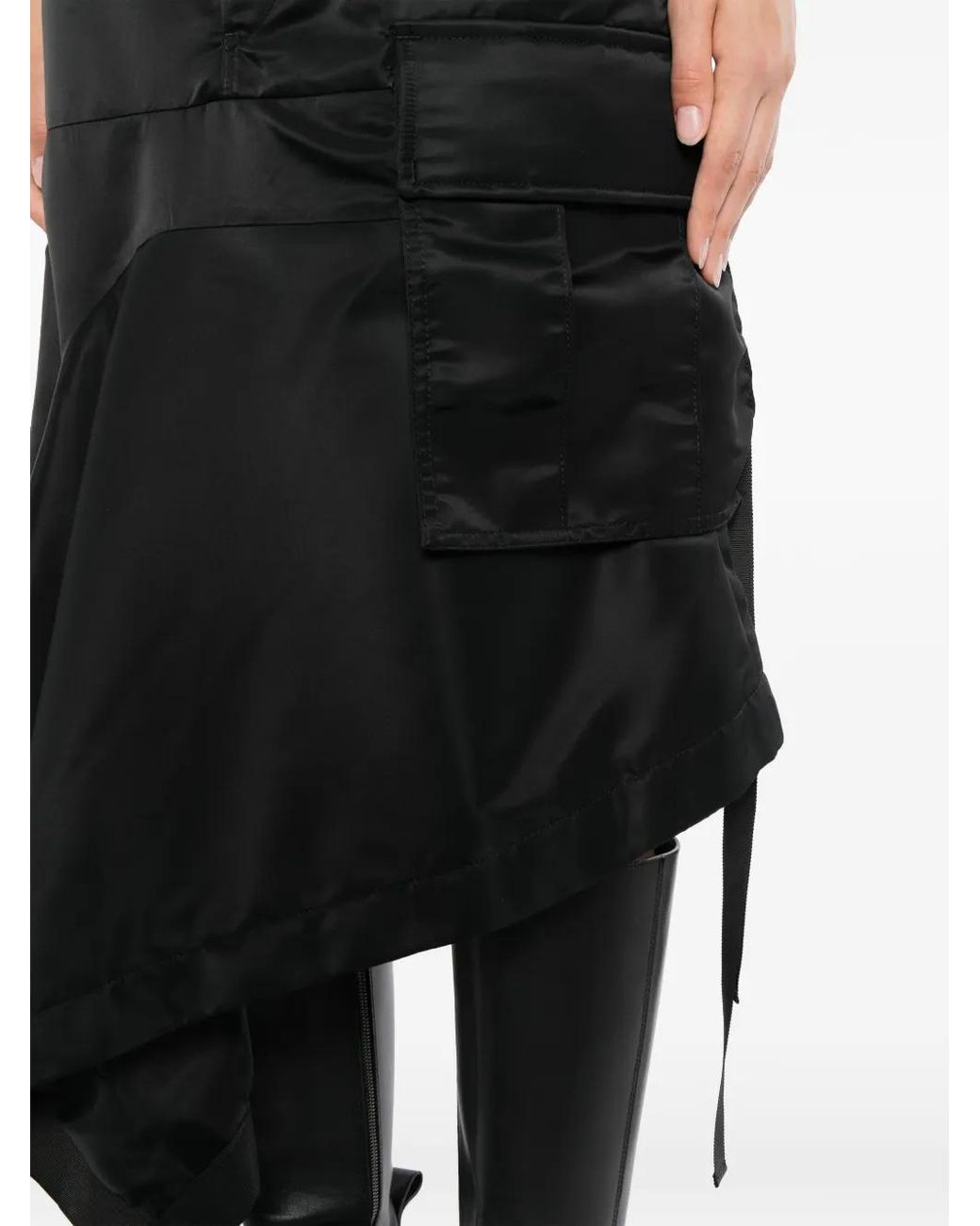Sacai Black Asymmetric Cargo Skirt