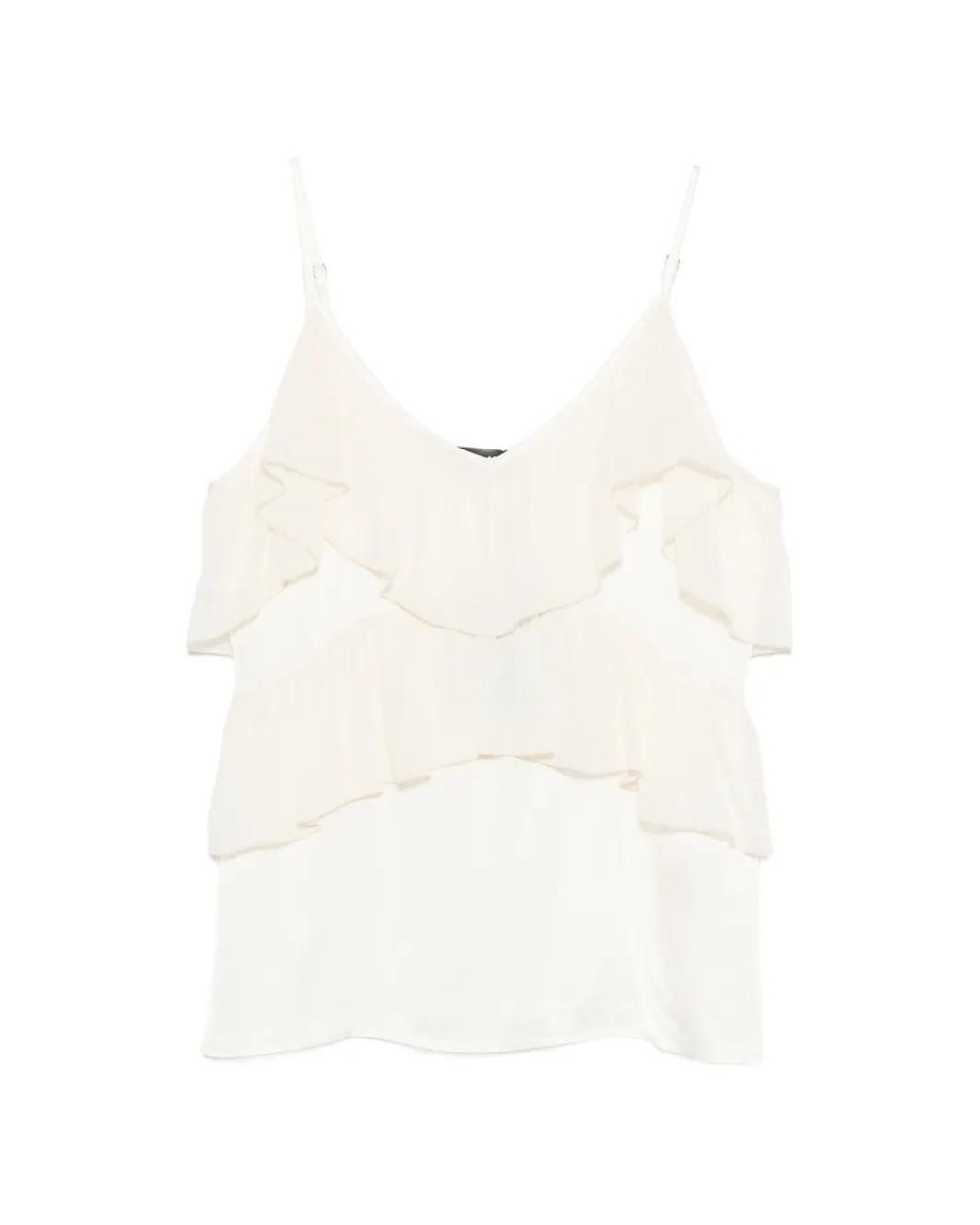 Top Con Scollo A V E Ruches di Dixie in White