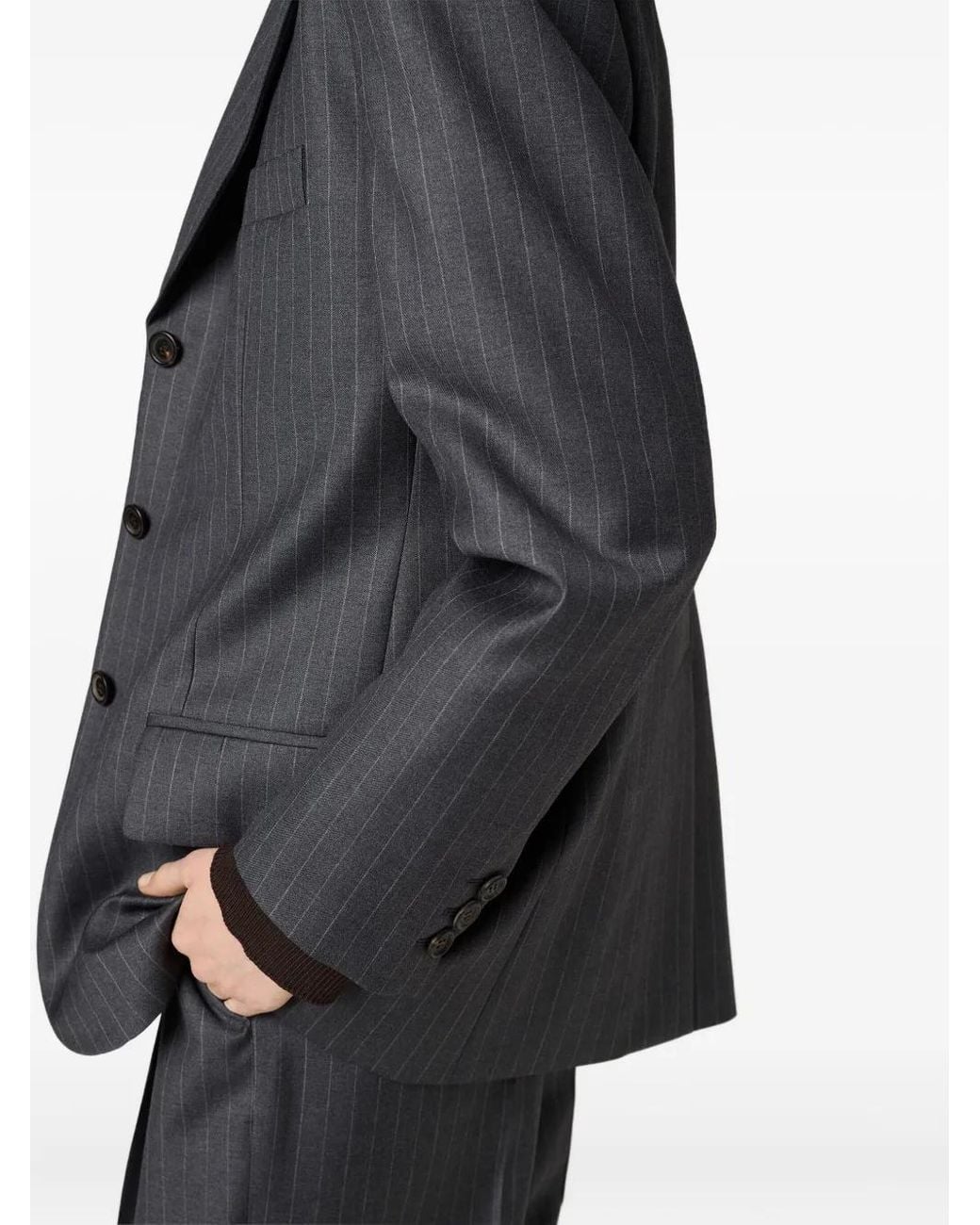 Miu Miu Black Single-Breasted Pinstripe Jacket