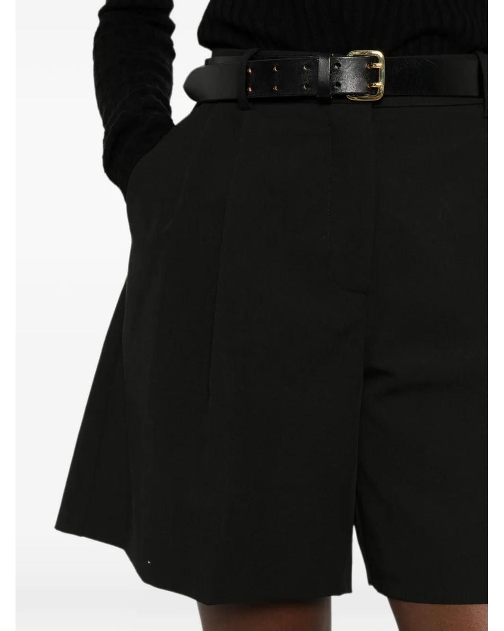 Pinko Black Belted Pleated Shorts
