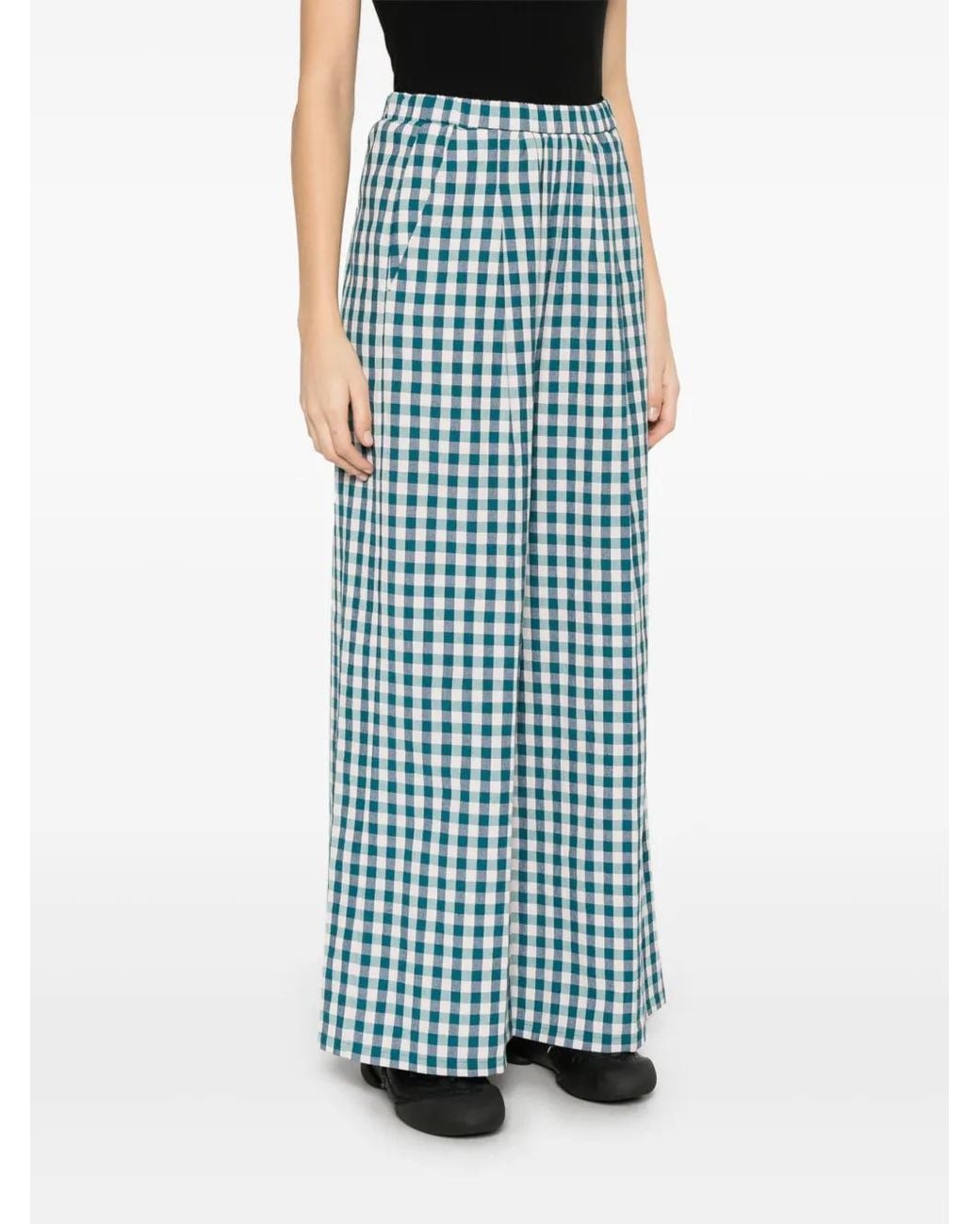 Forte_forte Blue Check-Pattern Trousers