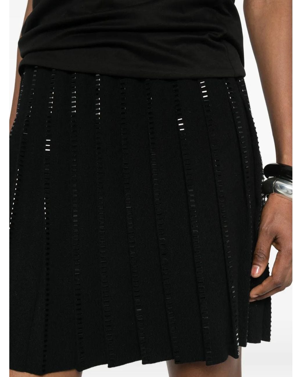 Ermanno Scervino Black Minijupe Plissée À Sequins