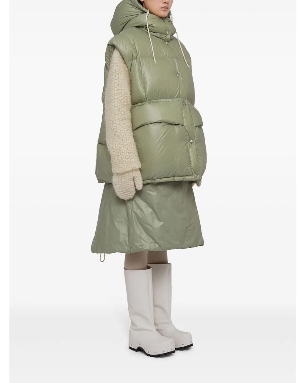 Jil Sander Green Down Quilted Skirt