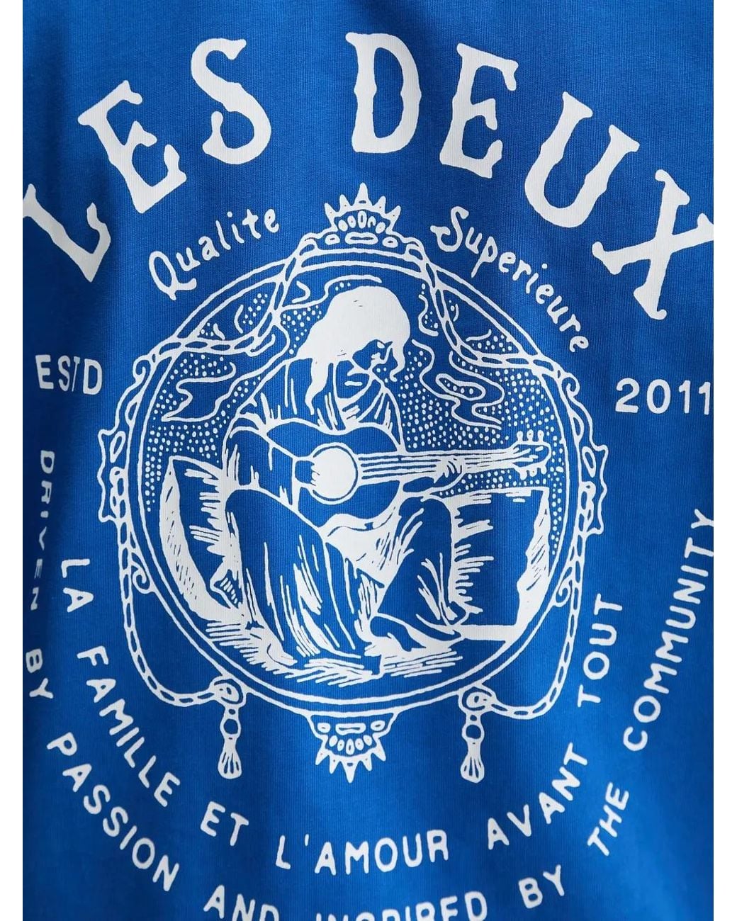 Les Deux Blue Logo-Print Crew-Neck T-Shirt for men