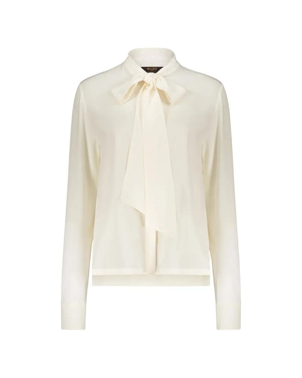 Moorer White Shaila Tie-Neck Button-Up Shirt