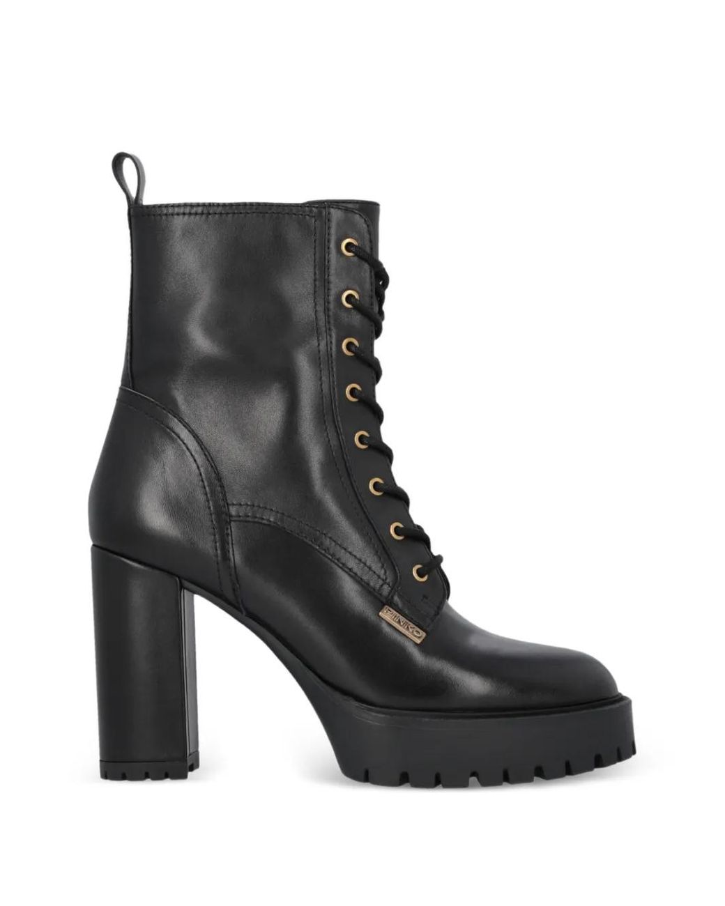 Pinko Black Lace-Up Platform Ankle Boots
