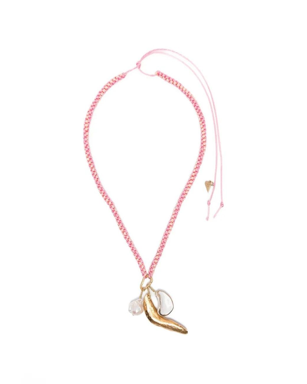 Forte_forte Pink Crochet Charm Choker Necklace