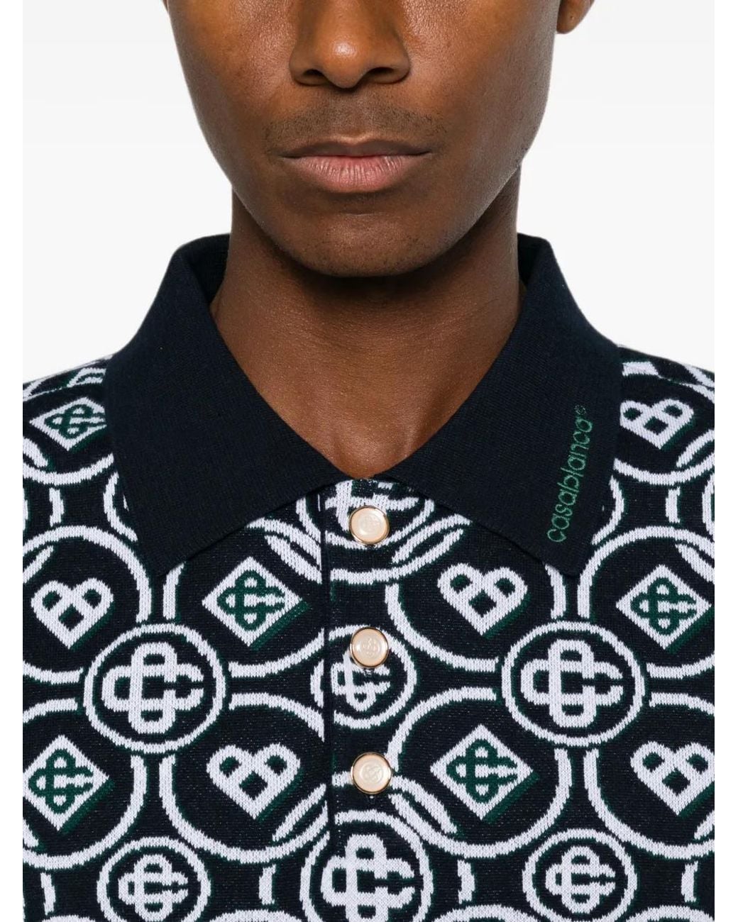 Casablanca Blue Polo À Motif Monogrammé for men