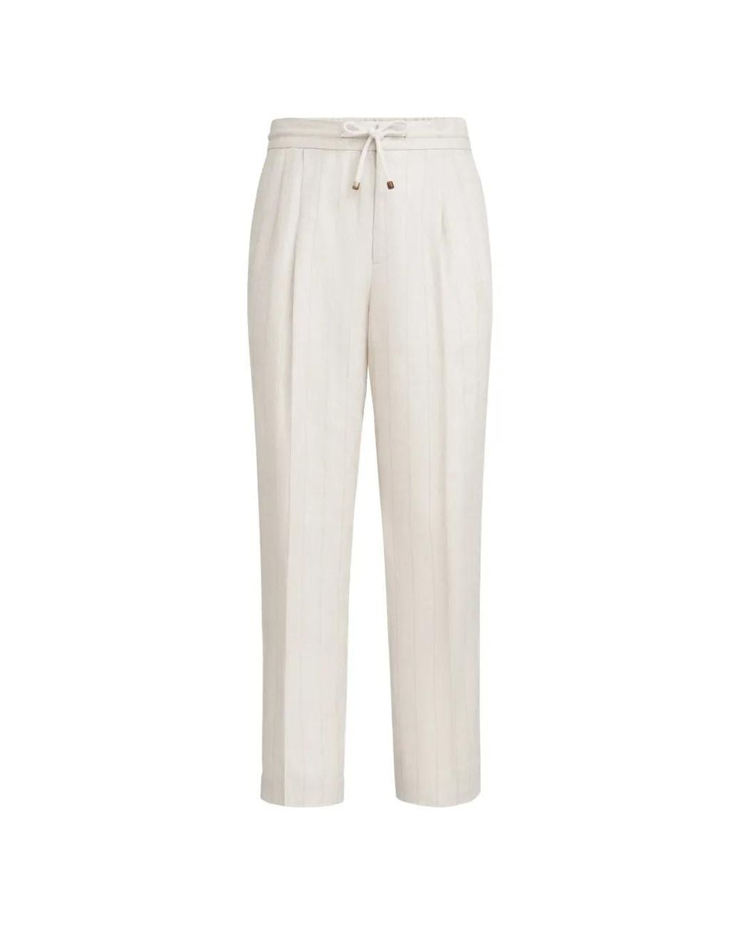 Brunello Cucinelli White Linen Paint Pants For for men