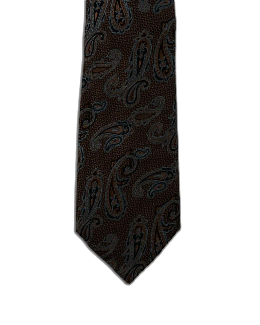 Etro White Paisley-Pattern Silk Tie for men