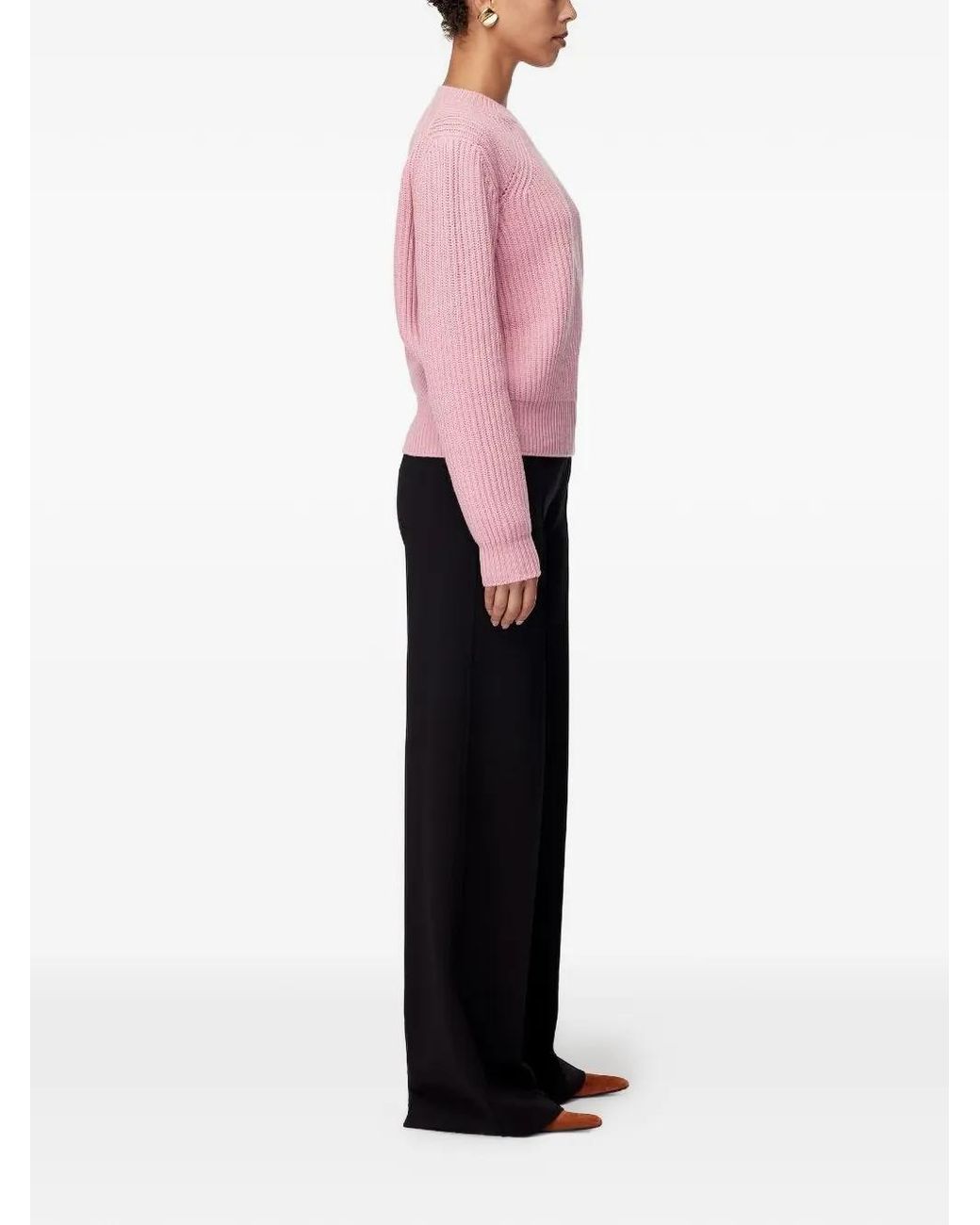 Another Tomorrow Pink Ribbed-Knit Cashmere Sweater