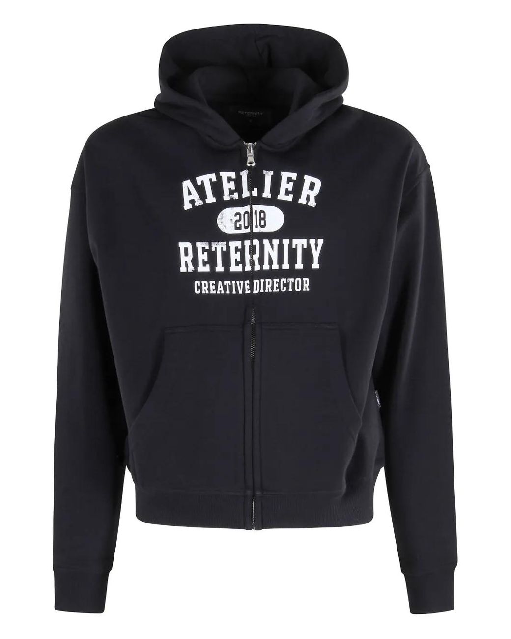 RETERNITY Black Logo-Print Hoodie for men