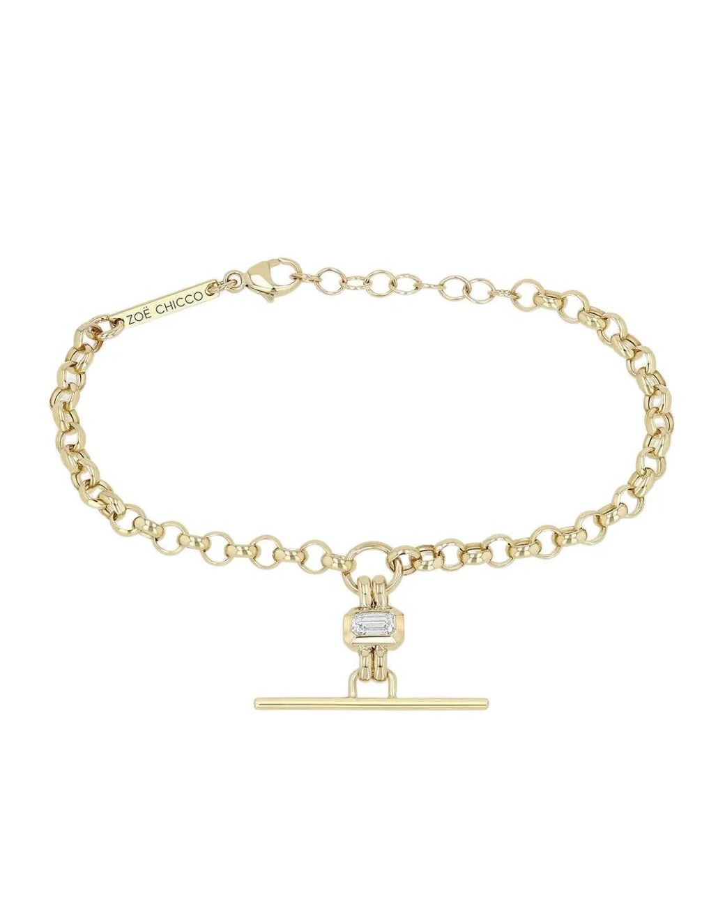 Zoe Chicco Metallic Toggle-Detail Diamond Bracelet