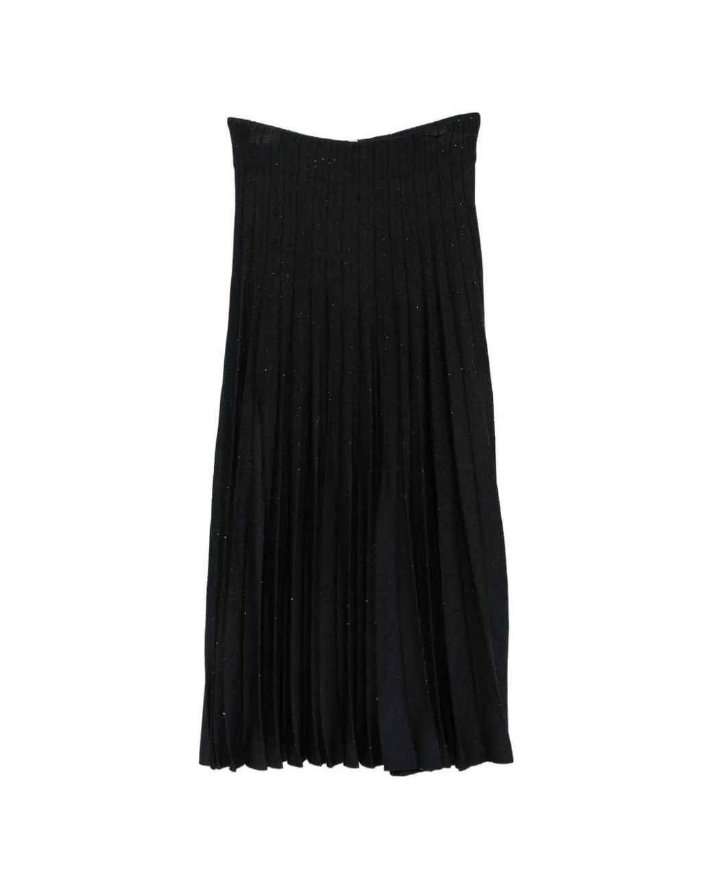 Balmain Black Jupe Mi-Longue Plissée À Sequins