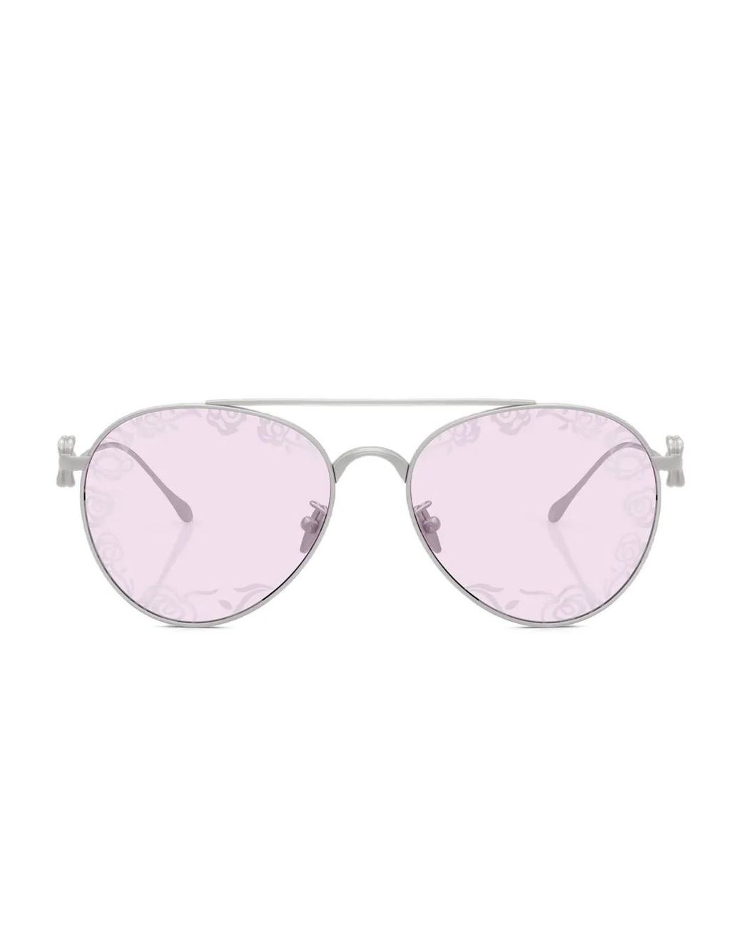 Giorgio Armani Pink Rose-Embellished Round Sunglasses