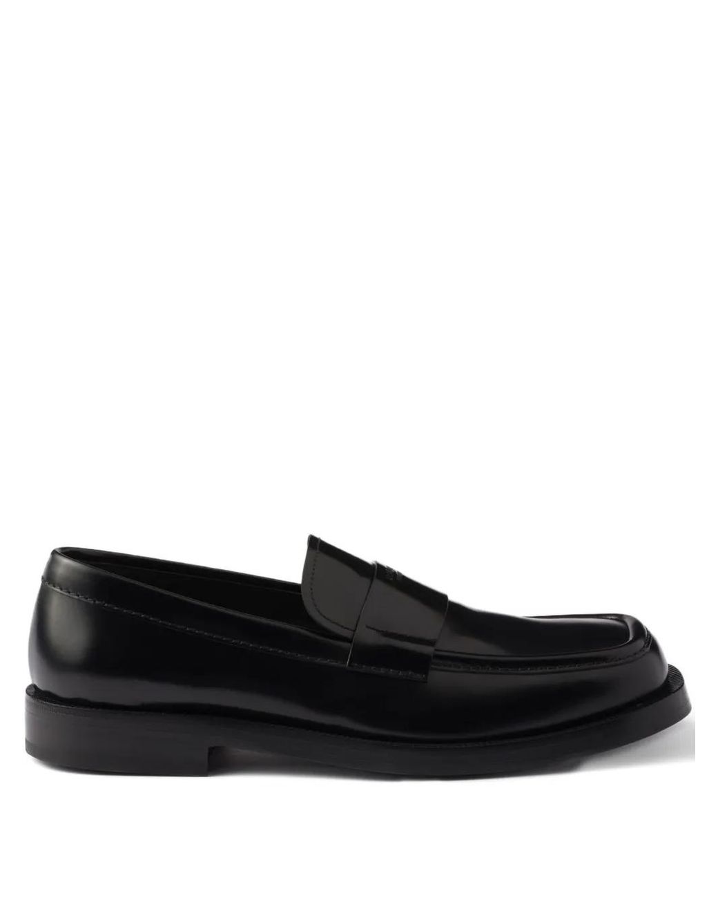 Prada Black Brushed Leather Loafers for men