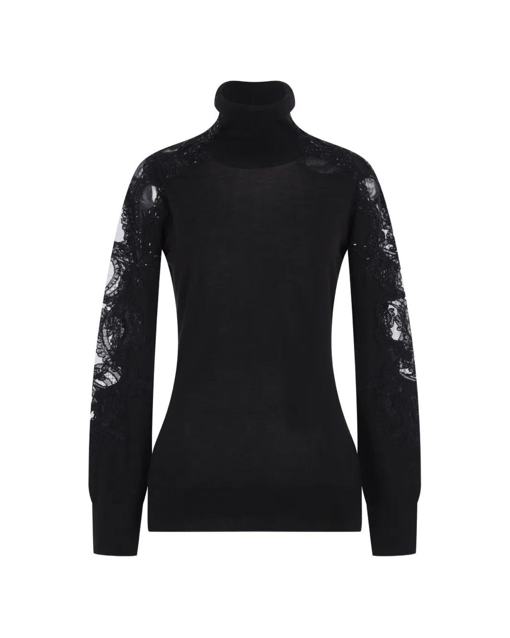 Ermanno Scervino Black Lace-Insert Rhinestone-Embellished Sweater