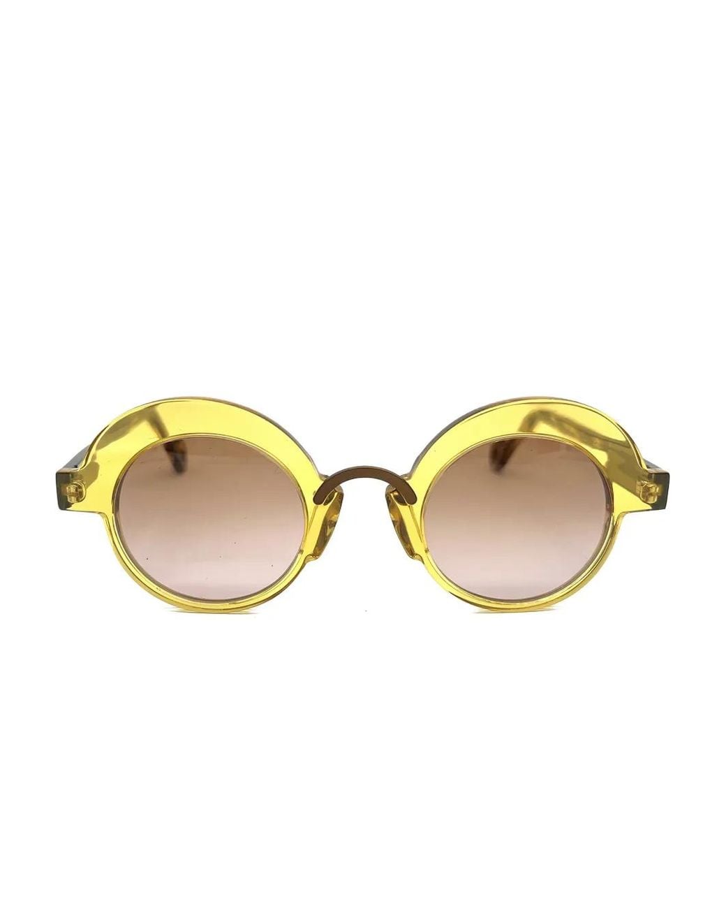 Anne & Valentin Yellow Metal Round-Frame Sunglasses