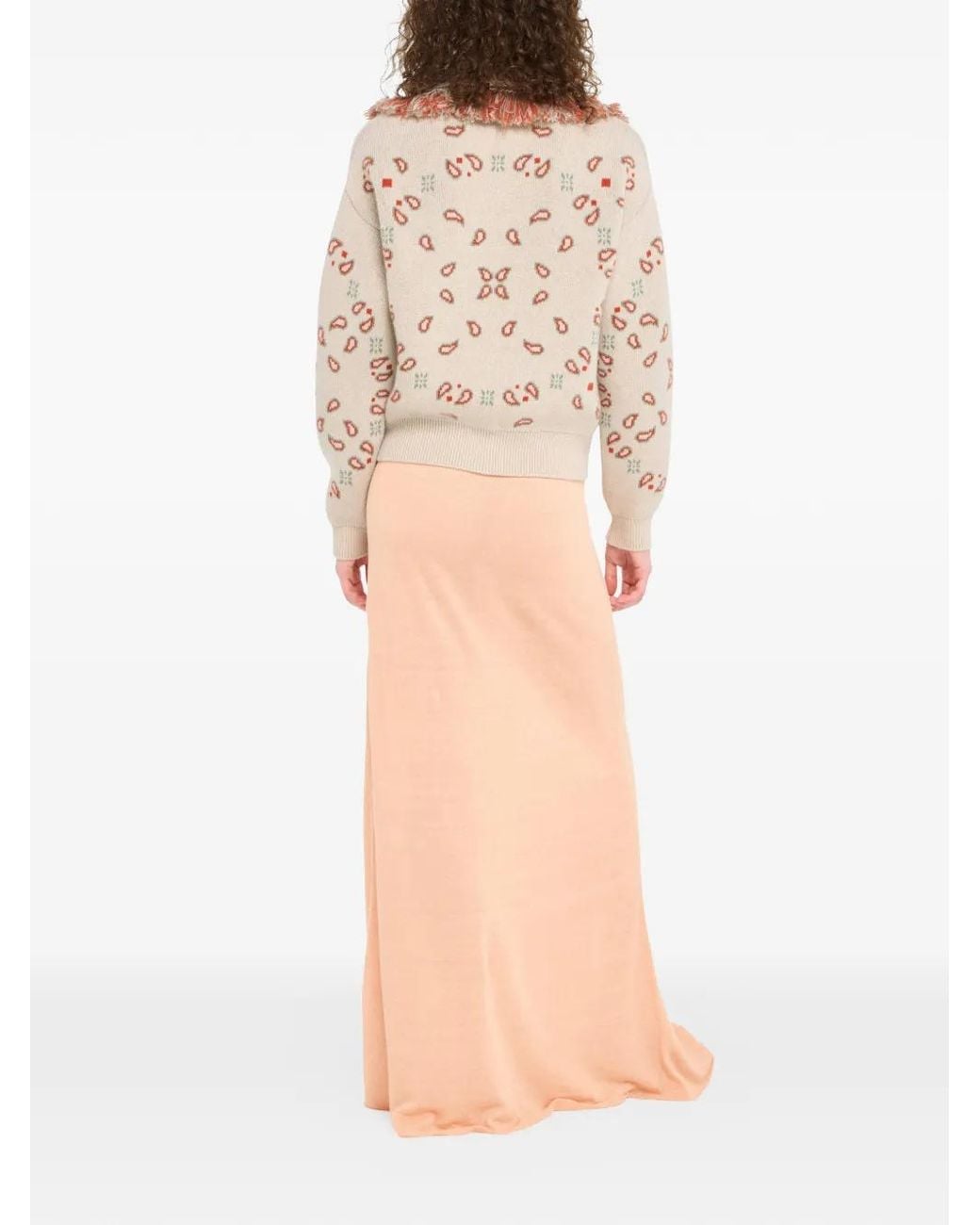 Alanui Natural Bandana Jacquard Cashmere And Wool Cardigan