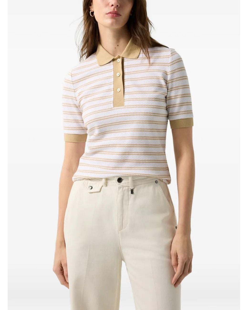 Bogner White Wendy Striped Polo Shirt