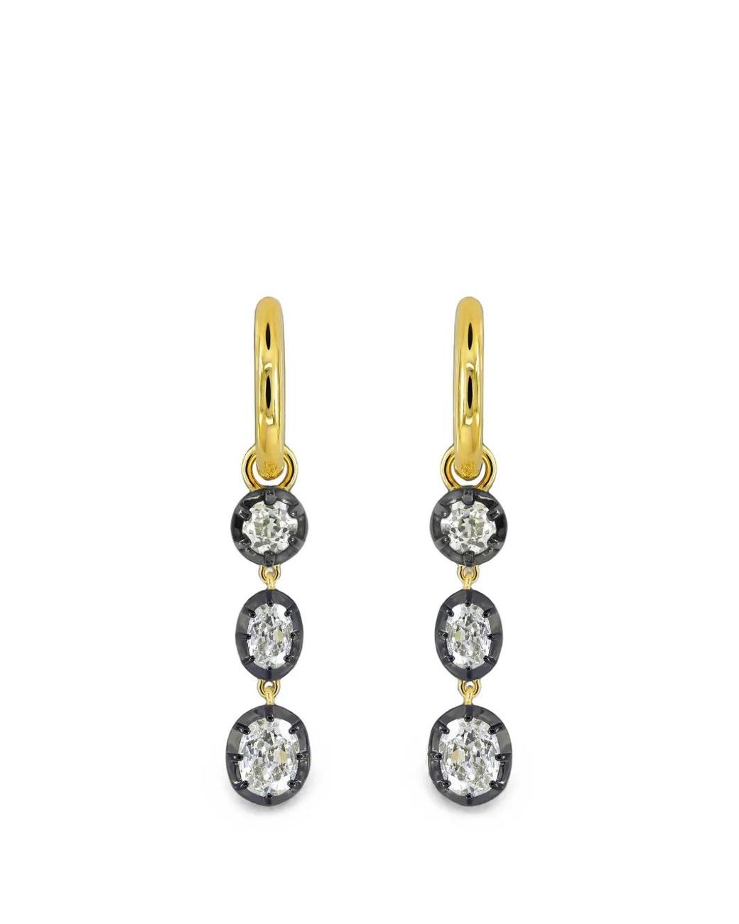 Sutra White Diamond Three-Drop Earrings