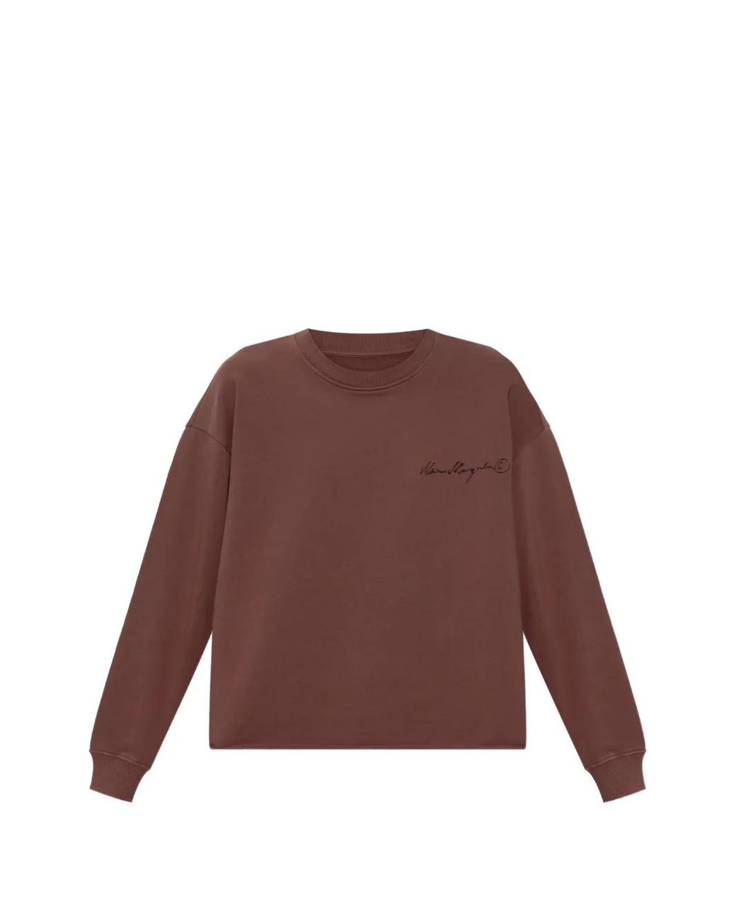 MM6 by Maison Margiela Brown Logo-Print Raw-Edge Sweatshirt
