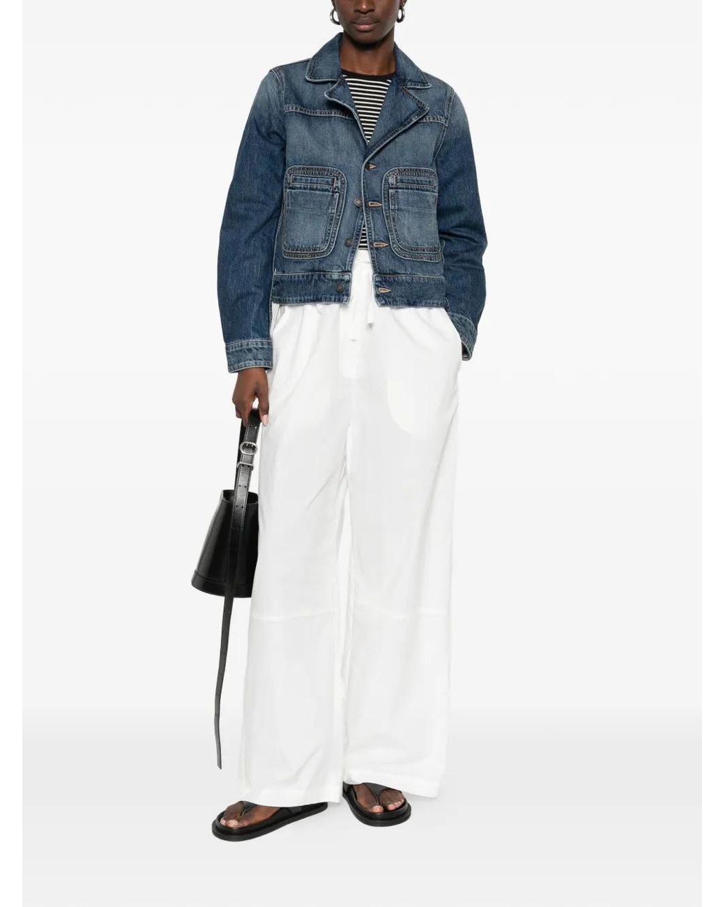 Nili Lotan Blue Patch-Pocket Denim Jacket