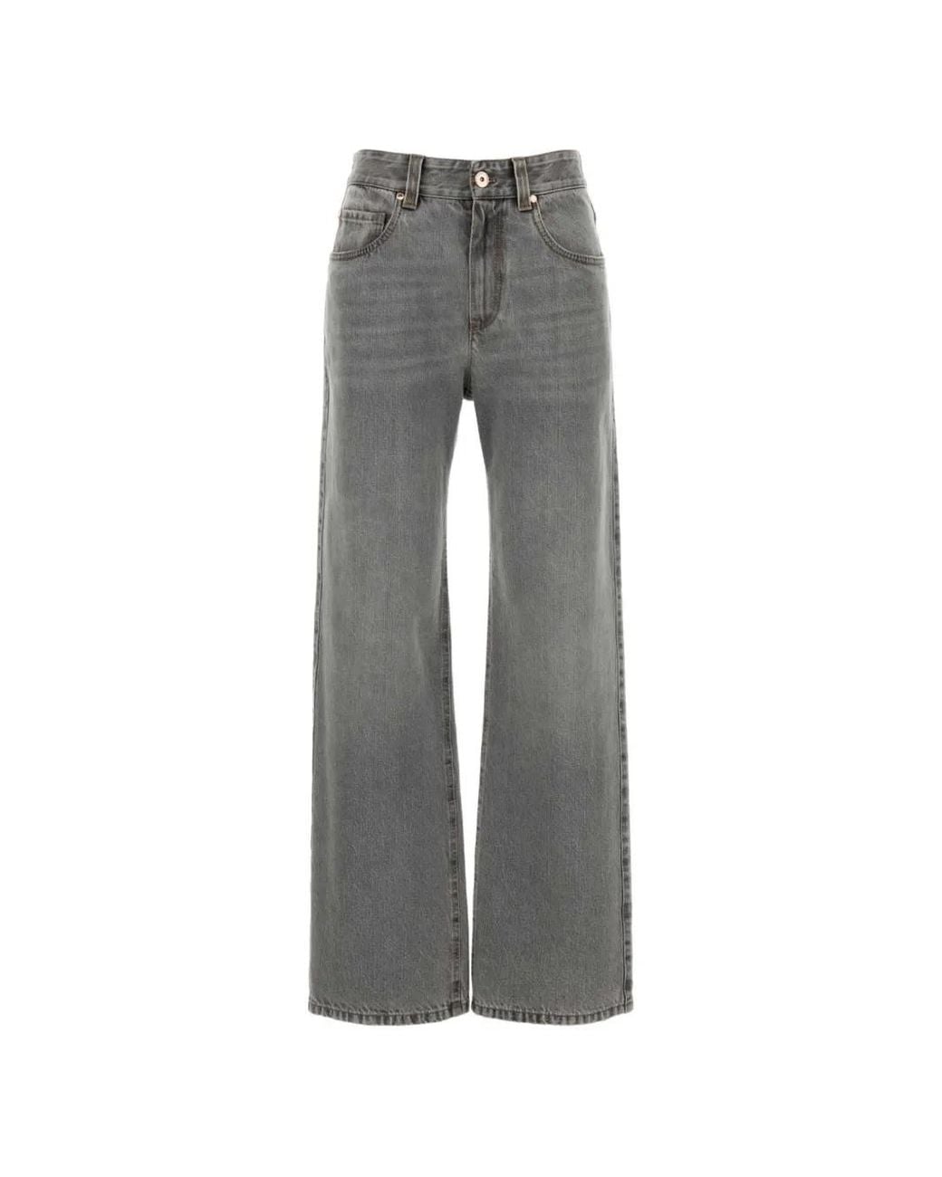Brunello Cucinelli Gray Washed Straight-Leg Jeans