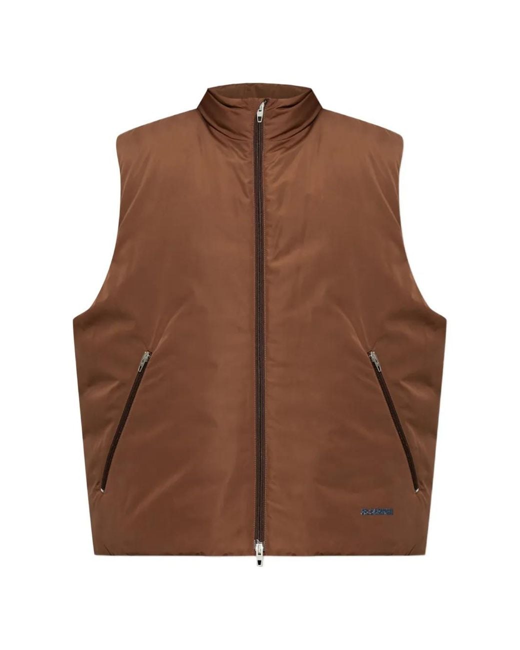 Jil Sander Brown Insulated Zip-Up Gilet for men