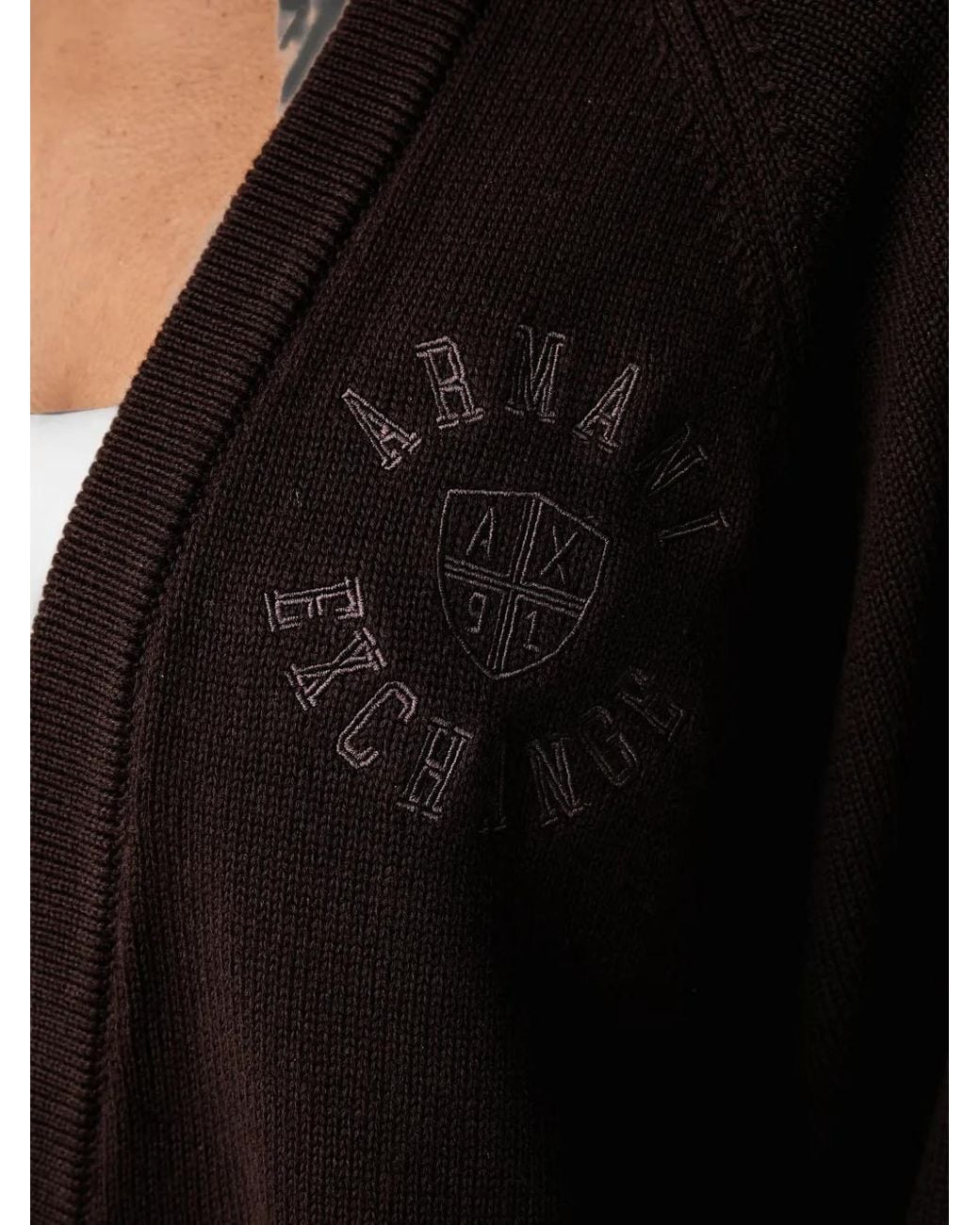 ARMANI EXCHANGE Black Logo-Embroidered Cardigan