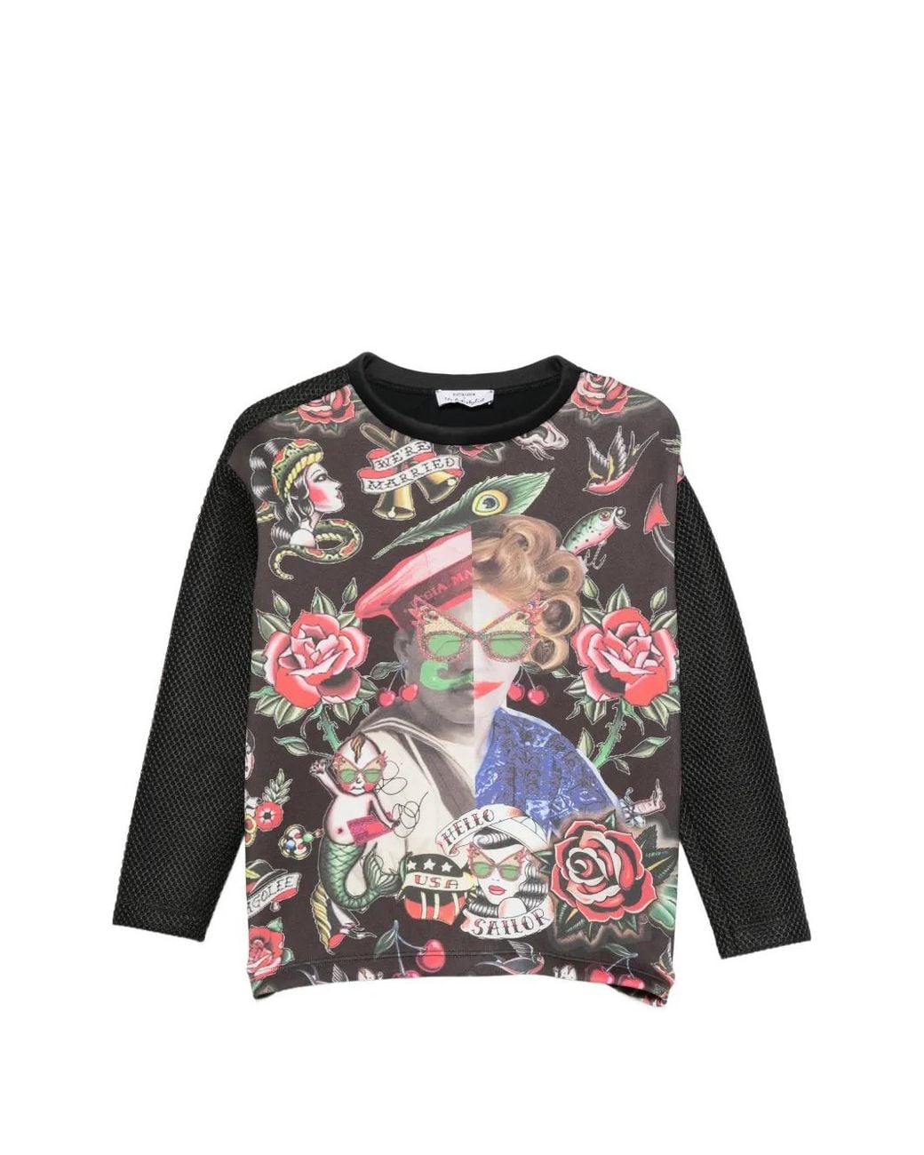The Artistylist Black Old School Graphic-Print Sweatshirt