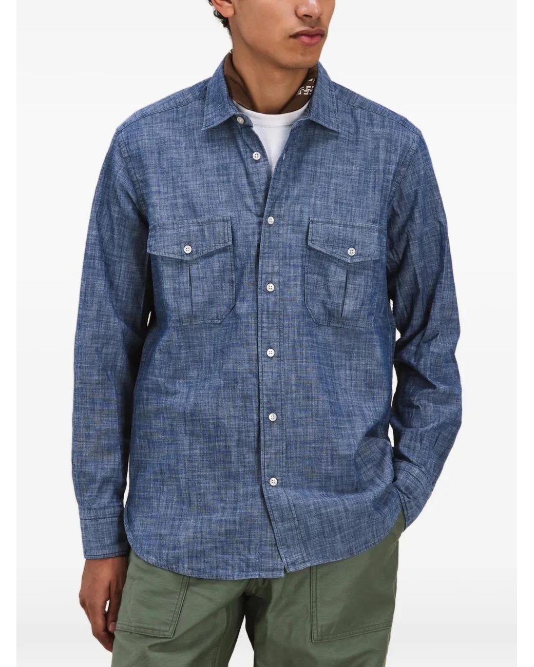 Fortela Blue Sheep Front-Pockets Shirt for men
