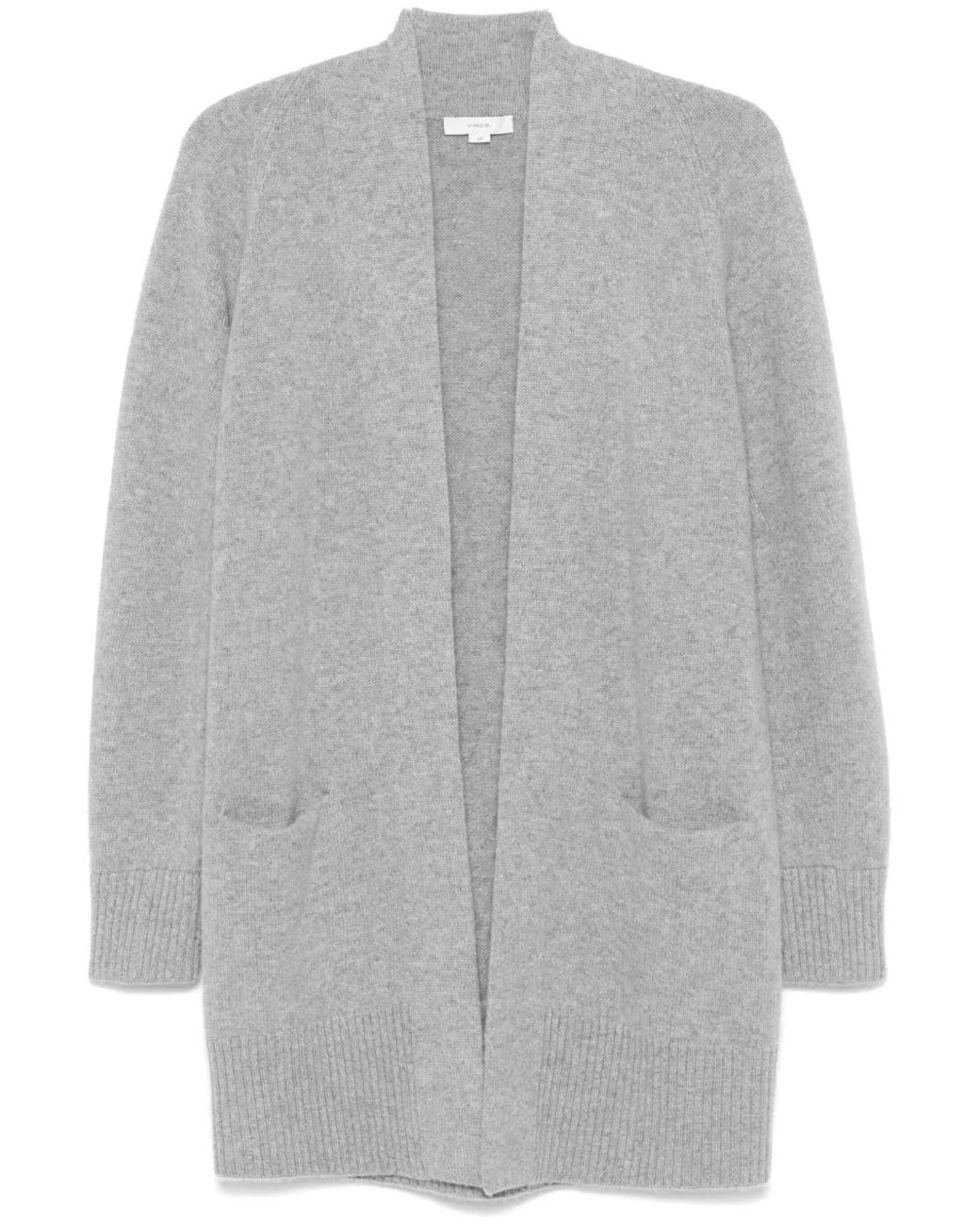 Vince Gray Open-Front Cashmere Cardigan